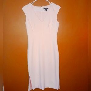 White House Black Market Peach Seamed Side-Slit Sheath Dress